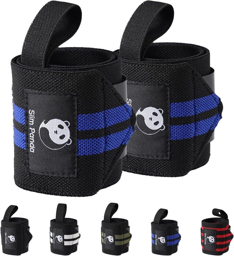 Slim Panda 1Pair Wrist Wraps Supports for Powerlifting, Bodybuilding & Weight Lifting, Breathable Adjustable Straps with Reinforced Thumb Loops, Workout Wrist Guards for Deadlifts, Bench Press & Squats, One Size Fits All Men & Women - Image 1